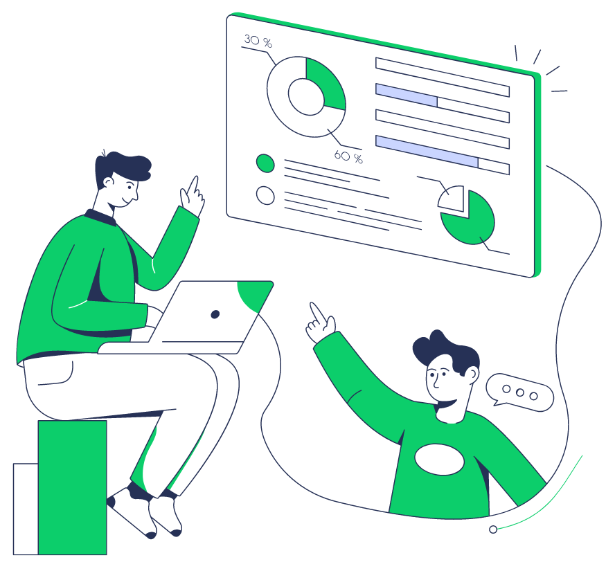 strategy_1 two people discussing strategies for saas product development