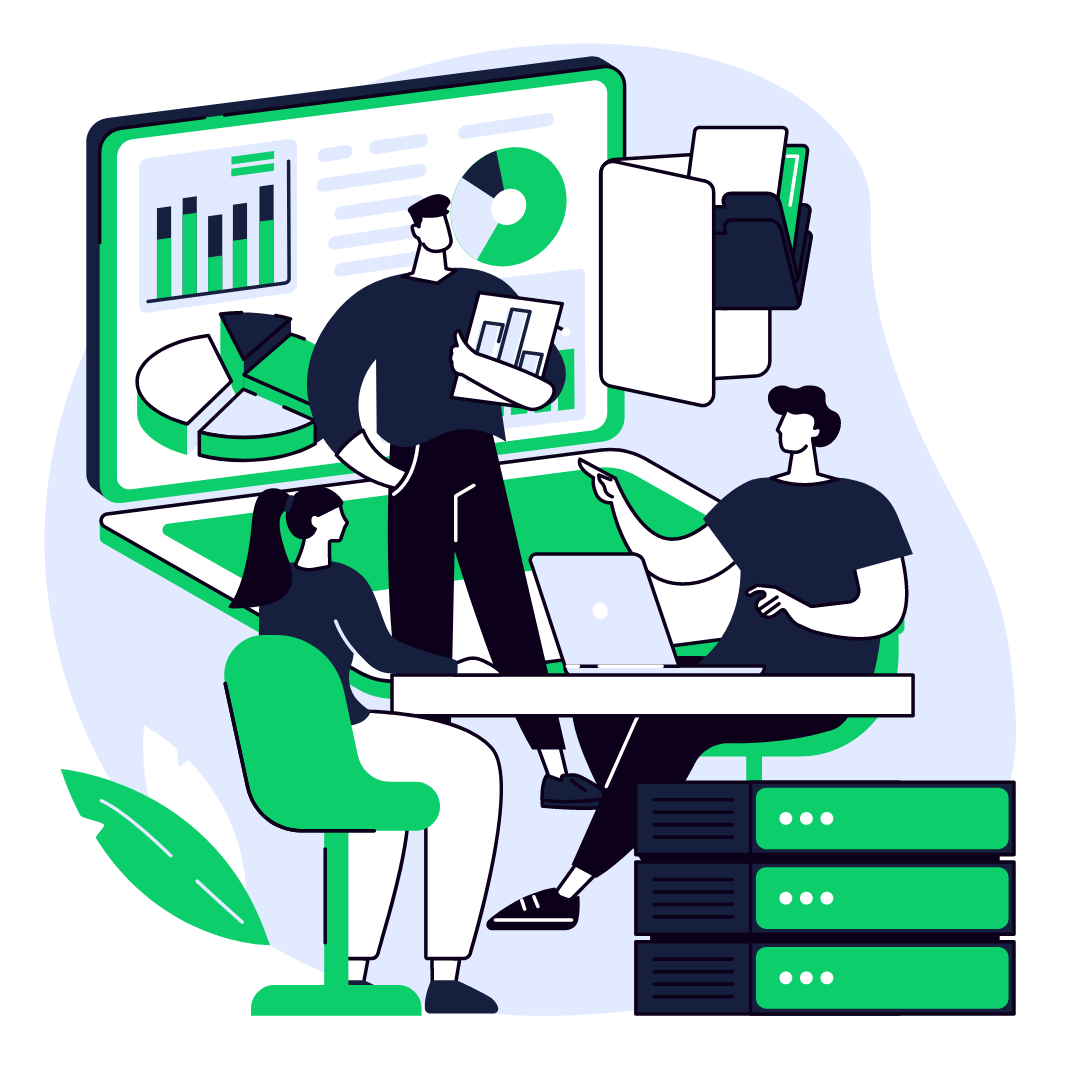 teambuilding-and-management-saas-product-development team of 3 people discussing saas product development strategies